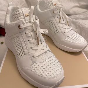 Michael Kors white wedge sneaker